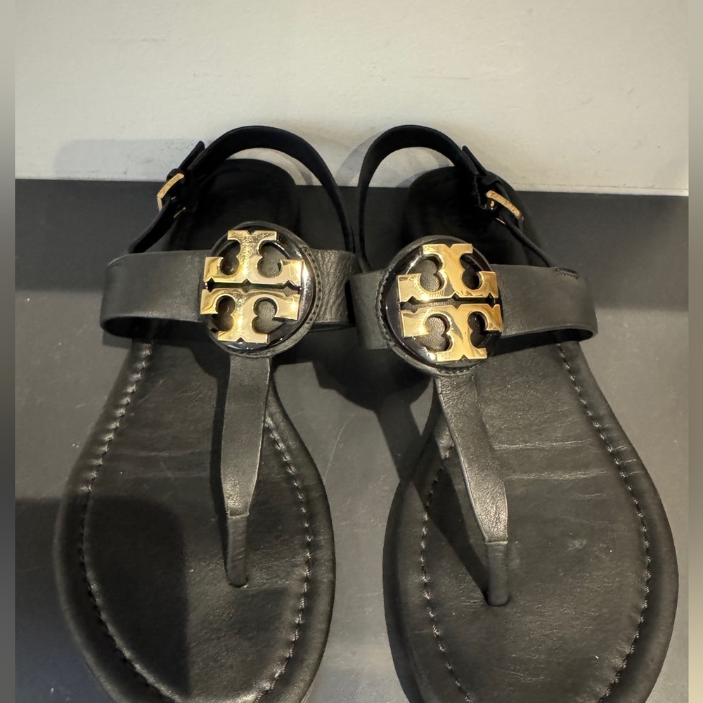 Tory Burch Black and Gold Sandals
